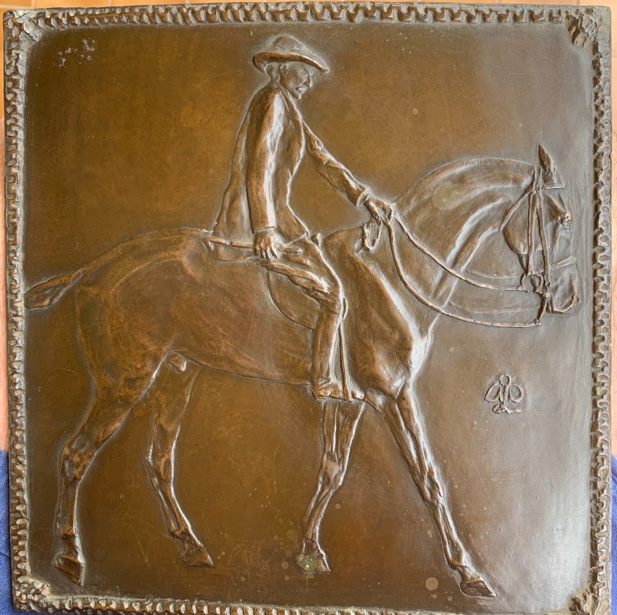 Bas Relief Bronze Cavalier époque 1920